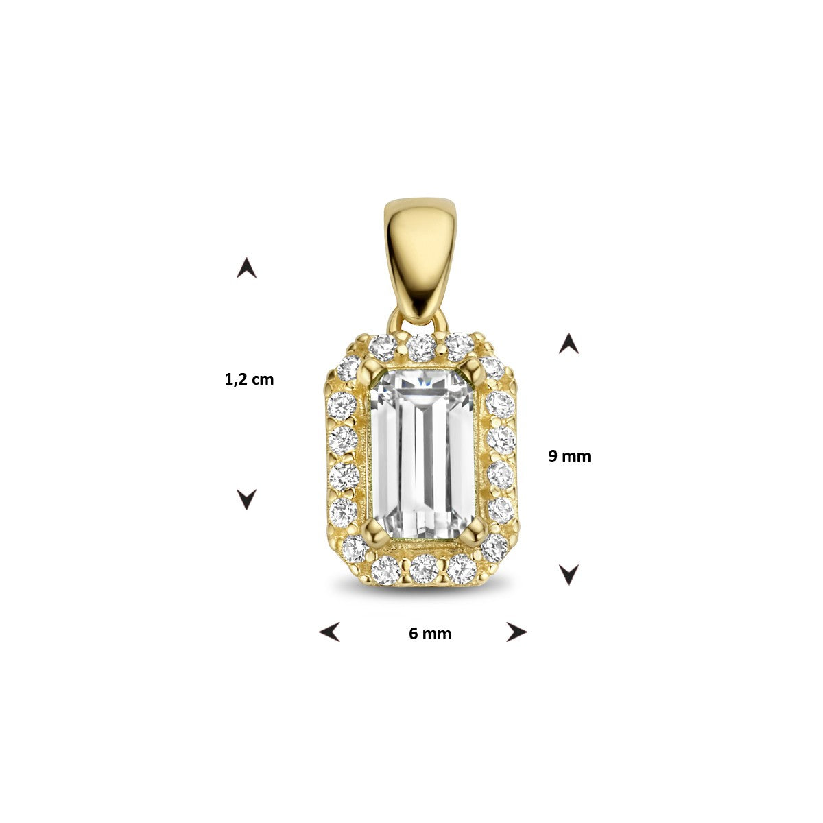 14K geelgoud hanger zirkonia halo 4025258 - PansiteNederland.nl