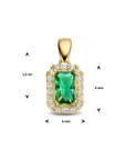 14K geelgoud hanger groen en wit zirkonia halo 4025259 - PansiteNederland.nl