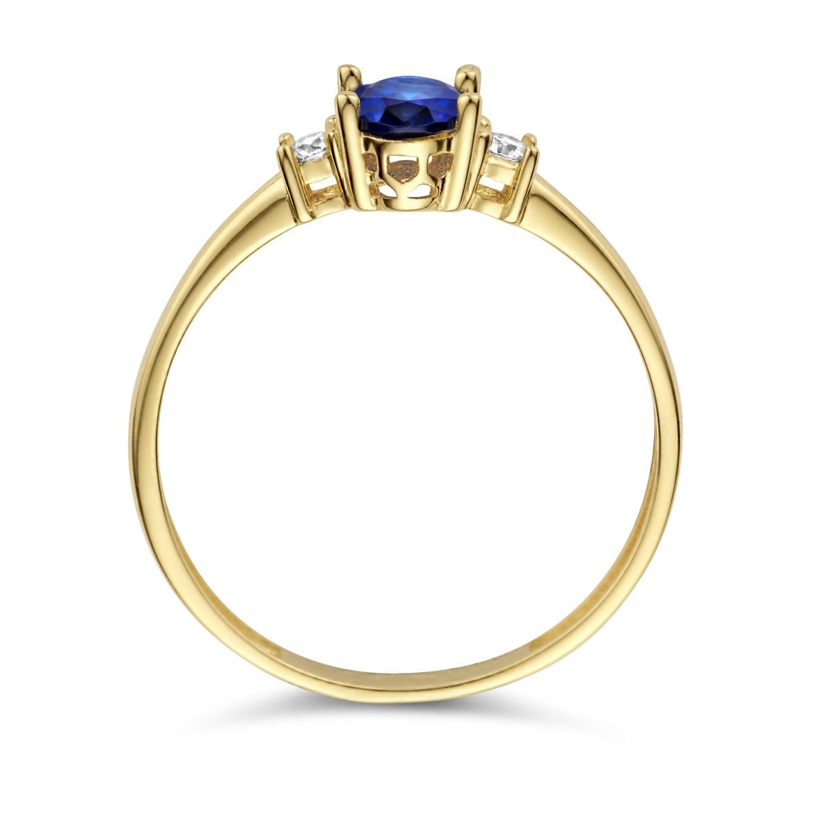14K geelgouden ring trilogie synth. saffier en zirkonia 4025276 - PansiteNederland.nl