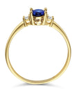 14K geelgouden ring trilogie synth. saffier en zirkonia 4025276 - PansiteNederland.nl