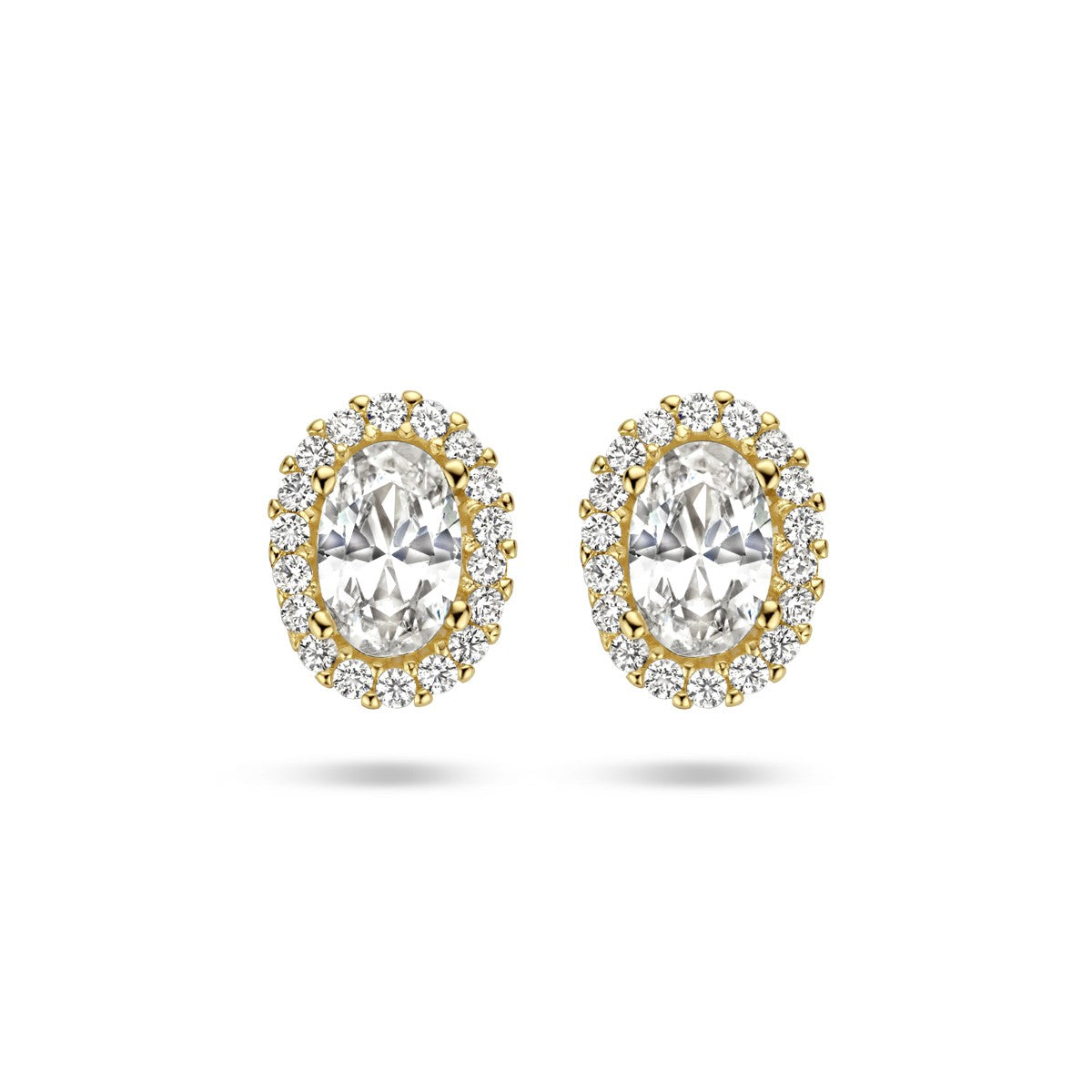 14K Geelgoud Oorknoppen Zirkonia Halo 4025291 - PansiteNederland.nl