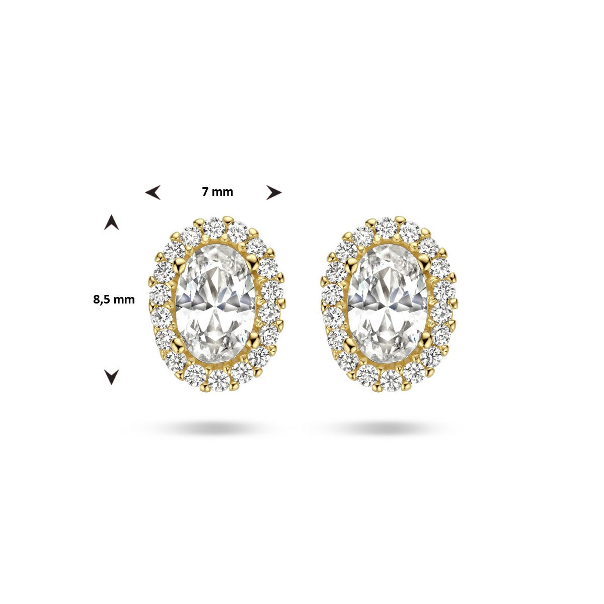 14K Geelgoud Oorknoppen Zirkonia Halo 4025291 - PansiteNederland.nl