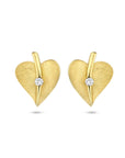 14K Geelgoud Oorknoppen Hart Gescratcht Diamant 0.04Ct (2X 0.02Ct) H Si 4025345 - PansiteNederland.nl