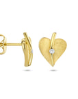 14K Geelgoud Oorknoppen Hart Gescratcht Diamant 0.04Ct (2X 0.02Ct) H Si 4025345 - PansiteNederland.nl