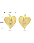 14K Geelgoud Oorknoppen Hart Gescratcht Diamant 0.04Ct (2X 0.02Ct) H Si 4025345 - PansiteNederland.nl