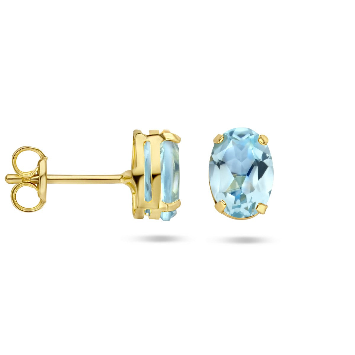 Gouden oorknoppen blauw topaas - PSN4025635 - PansiteNederland.nl
