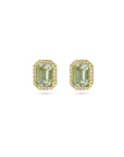 14K Geelgoud Oorknoppen Groen Amethist En Diamant 0.14Ct (2X 0.07Ct) H Si Halo 4025680 - PansiteNederland.nl