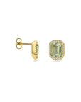 14K Geelgoud Oorknoppen Groen Amethist En Diamant 0.14Ct (2X 0.07Ct) H Si Halo 4025680 - PansiteNederland.nl
