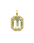 14K geelgoud hanger groen amethist en diamant 0.10ct h si halo 4025686