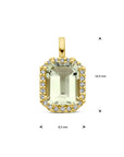 14K geelgoud hanger groen amethist en diamant 0.10ct h si halo 4025686