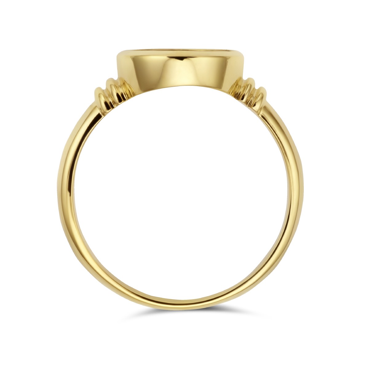 Zegelring massief lichtblauw lagensteen 11 x 8,5 mm 14K geelgoud