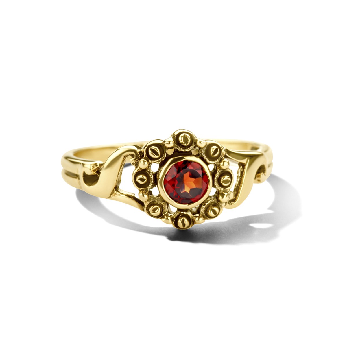 Vintage ring granaat 14K geelgoud