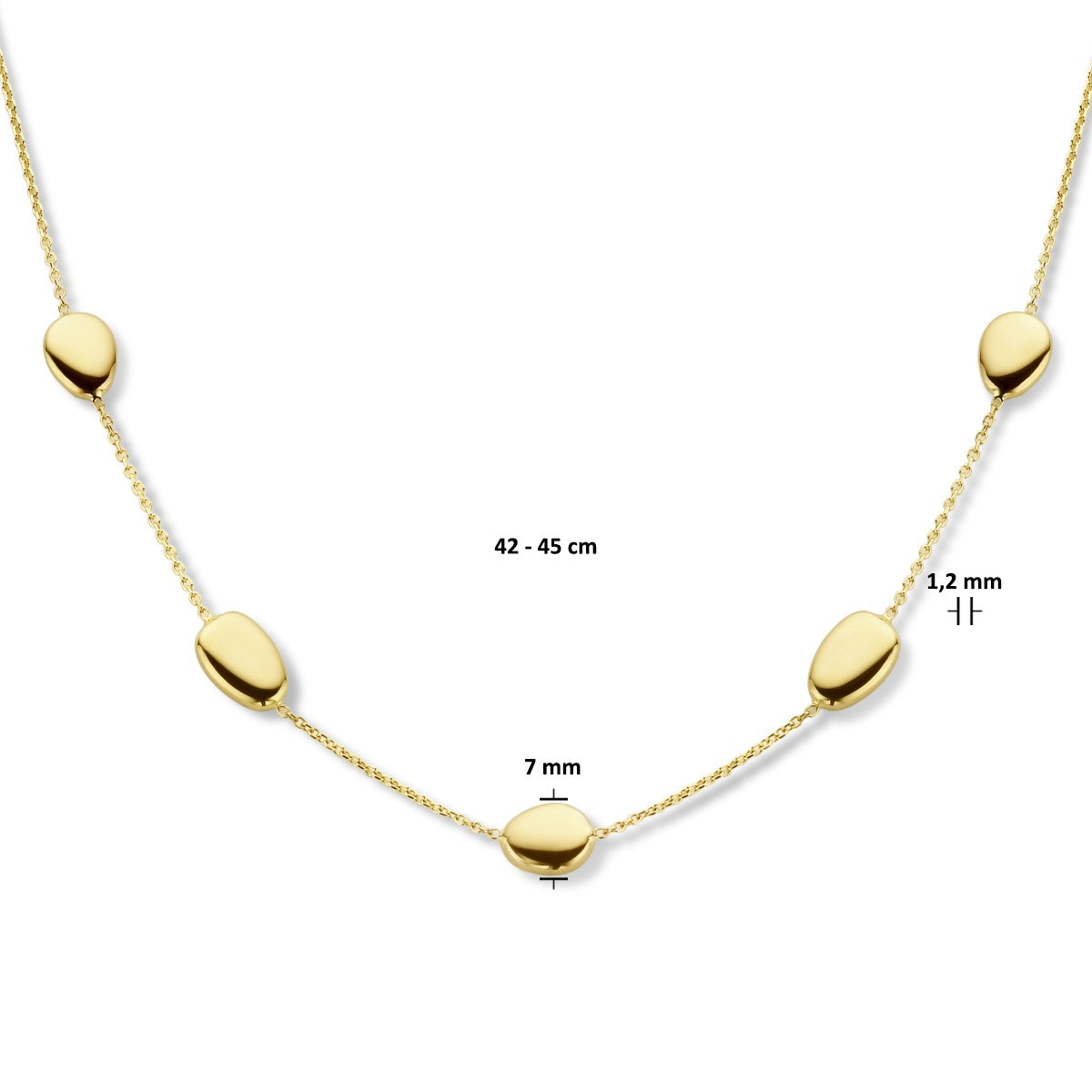14K geelgoud collier bolvormige elementen 42 - 45 cm 4025781 - PansiteNederland.nl