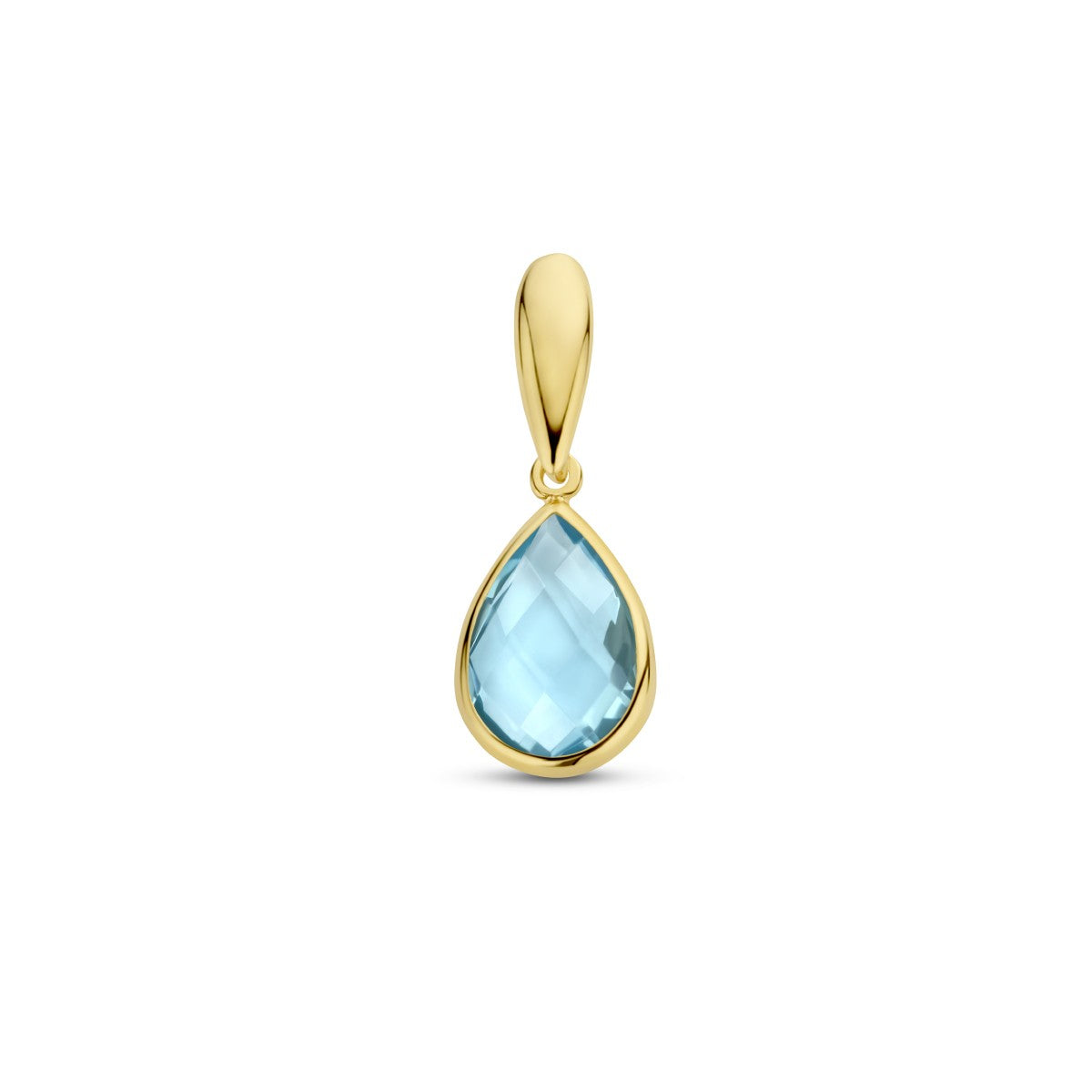 14K geelgoud hanger blauw topaas 4025785 - PansiteNederland.nl