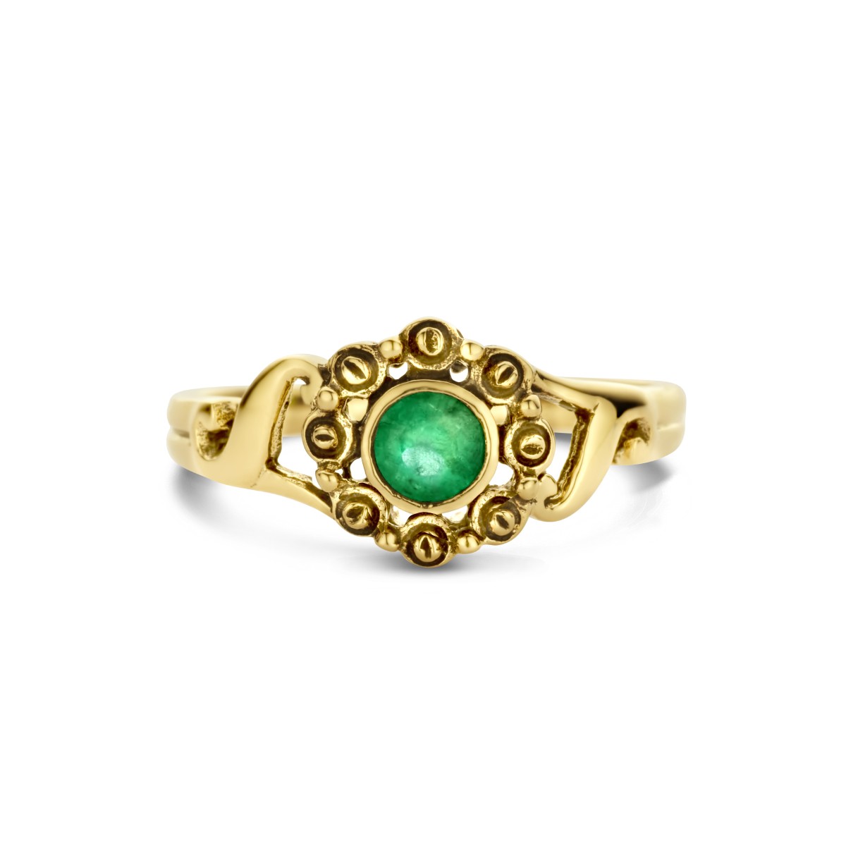 Vintage ring smaragd 14K geelgoud