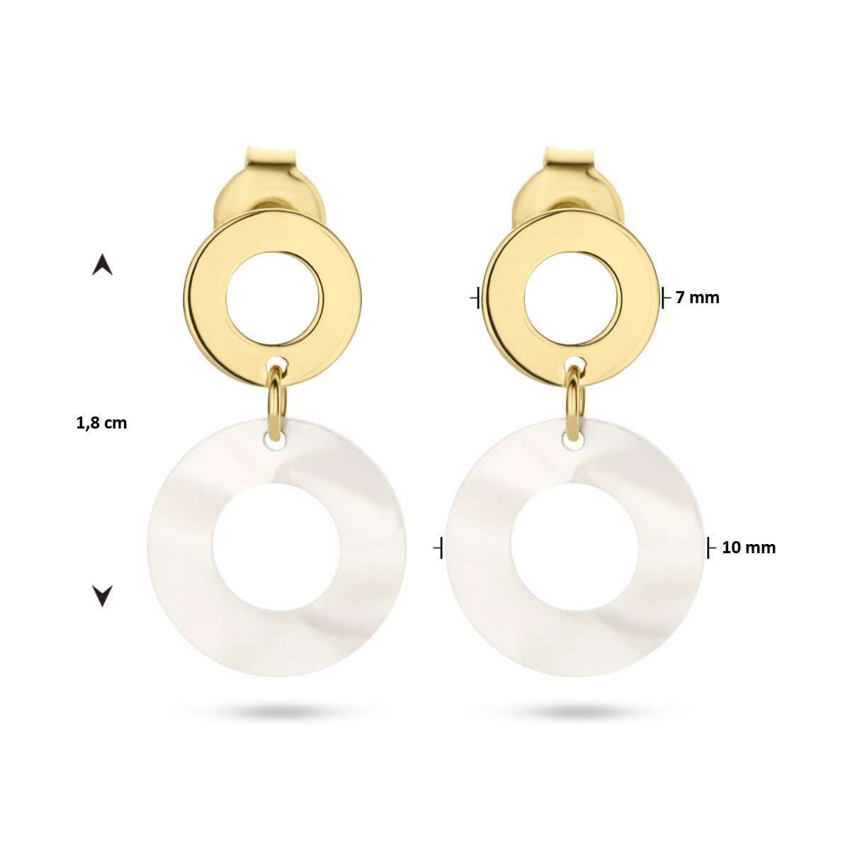 14K Geelgoud Oorhangers Rondjes Parelmoer 4025840 - PansiteNederland.nl