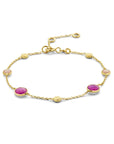 14K Geelgoud Armband Robijn, Opaal En Rondjes 16 - 17,5 - 19 Cm 4025862 - PansiteNederland.nl