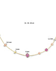 14K geelgoud collier robijn, opaal en rondjes 41 - 43 - 45 cm 4025866 - PansiteNederland.nl