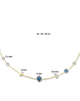 14K geelgoud collier london blue en blauw topaas en rondjes 41 - 43 - 45 cm 4025868