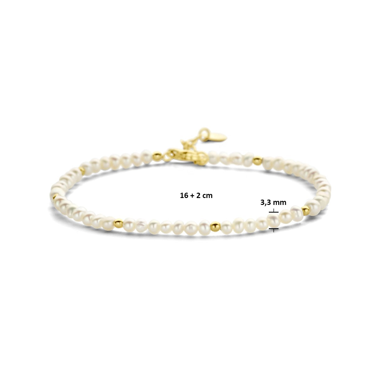 14K Geelgoud Armband Parels En Bolletjes 3,3 Mm 16 + 2 Cm 4025909 - PansiteNederland.nl
