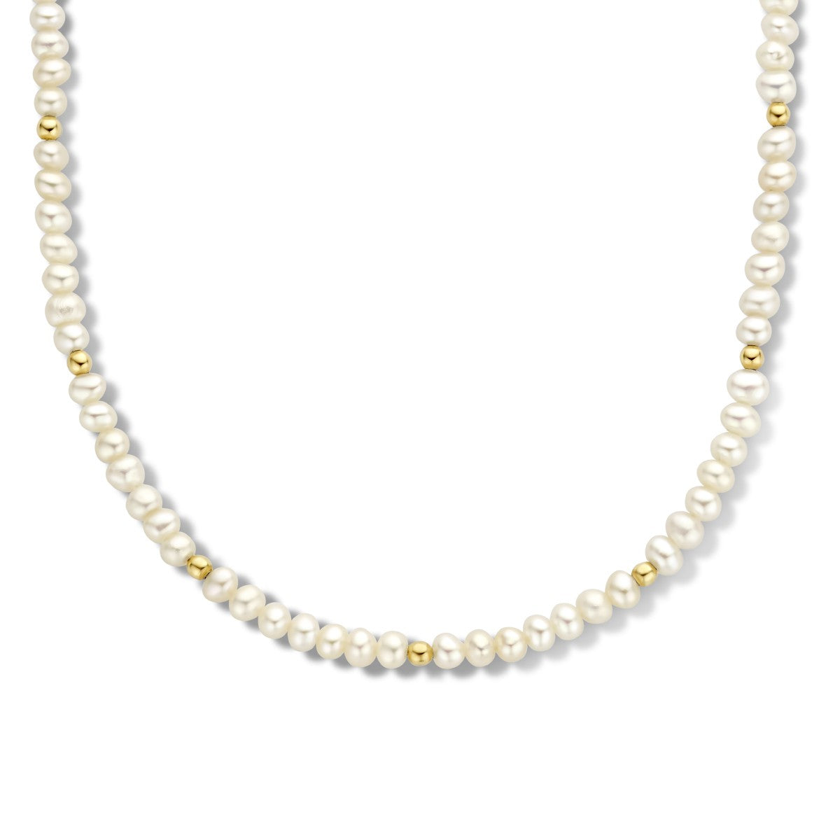 14K geelgoud collier parels en bolletjes 3,3 mm 41 + 4 cm 4025910 - PansiteNederland.nl