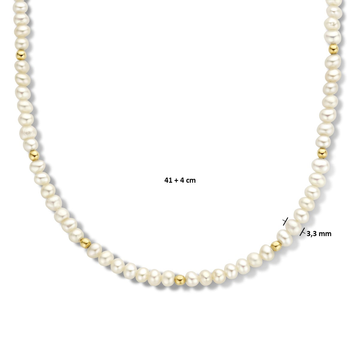 14K geelgoud collier parels en bolletjes 3,3 mm 41 + 4 cm 4025910 - PansiteNederland.nl