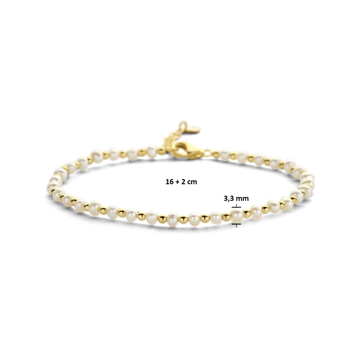 14K Geelgoud Armband Parels En Bolletjes 3,3 Mm 16 + 2 Cm 4025916 - PansiteNederland.nl