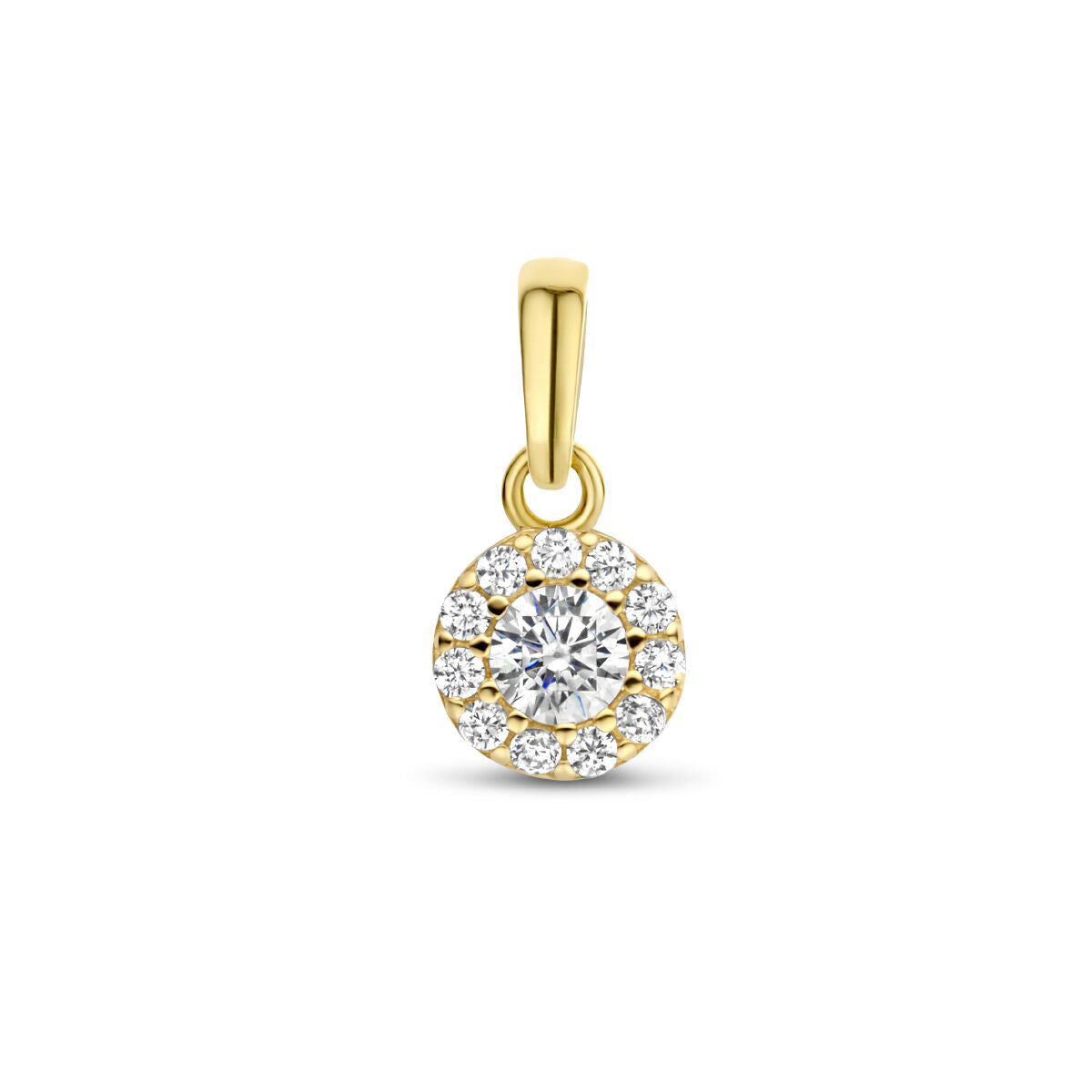 14K geelgoud hanger zirkonia halo 4025933 - PansiteNederland.nl