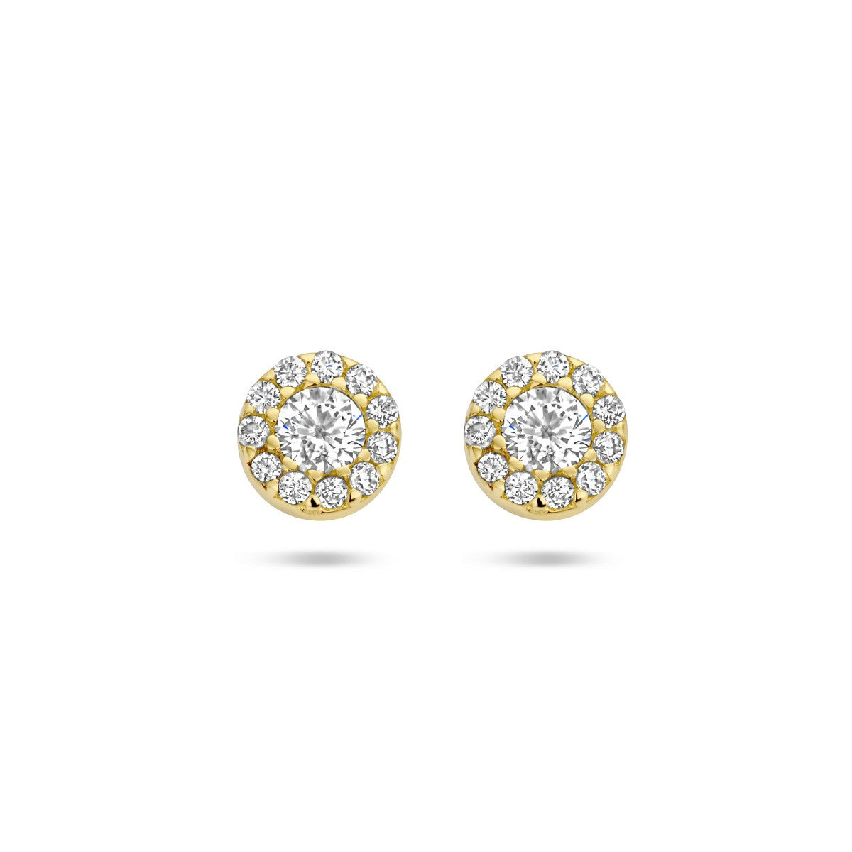 14K Geelgoud Oorknoppen Zirkonia Halo 4025934 - PansiteNederland.nl