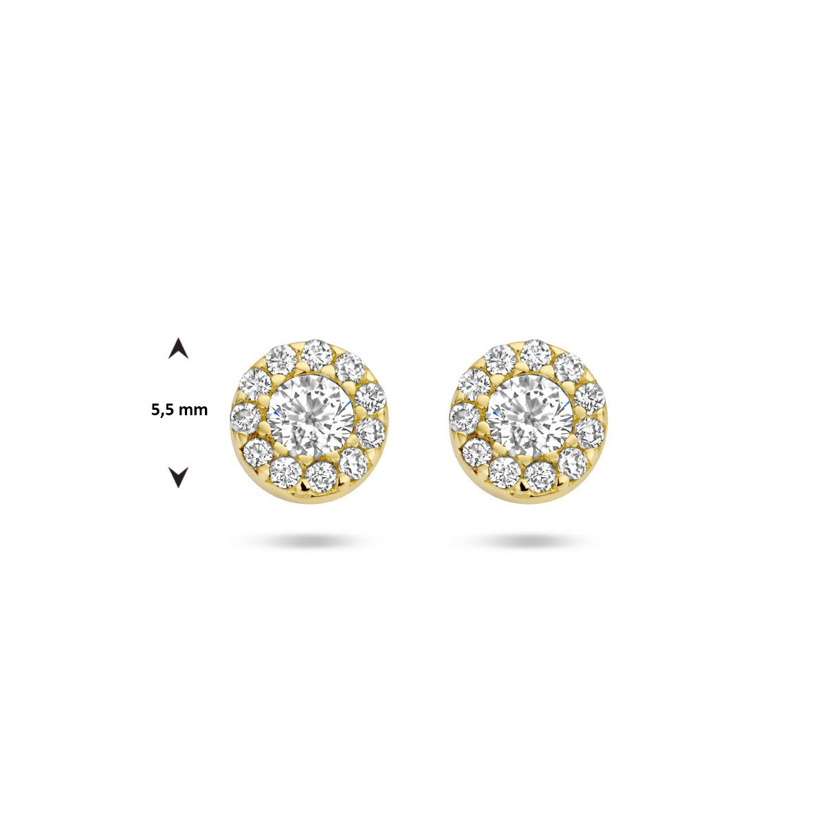 14K Geelgoud Oorknoppen Zirkonia Halo 4025934 - PansiteNederland.nl