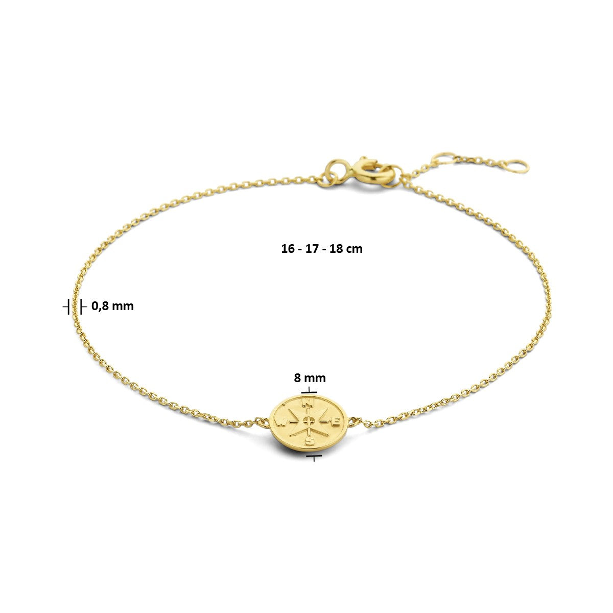 14K Geelgoud Armband Kompas 16 - 17 - 18 Cm 4026053 - PansiteNederland.nl