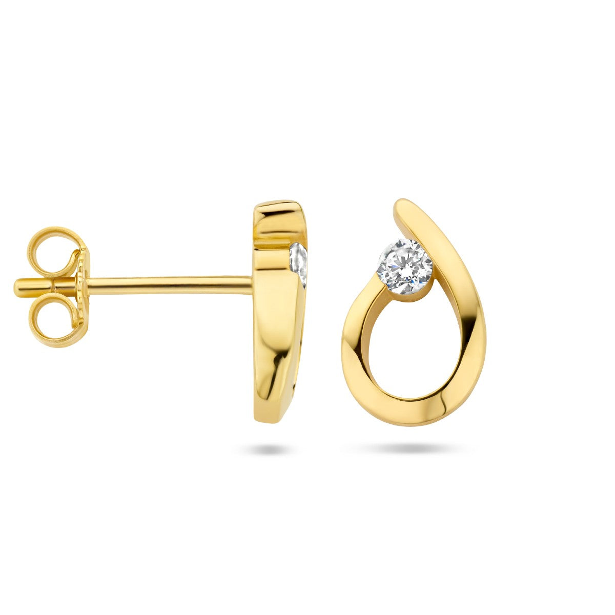 14K Geelgoud Oorknoppen Druppel Zirkonia 4026151 - PansiteNederland.nl