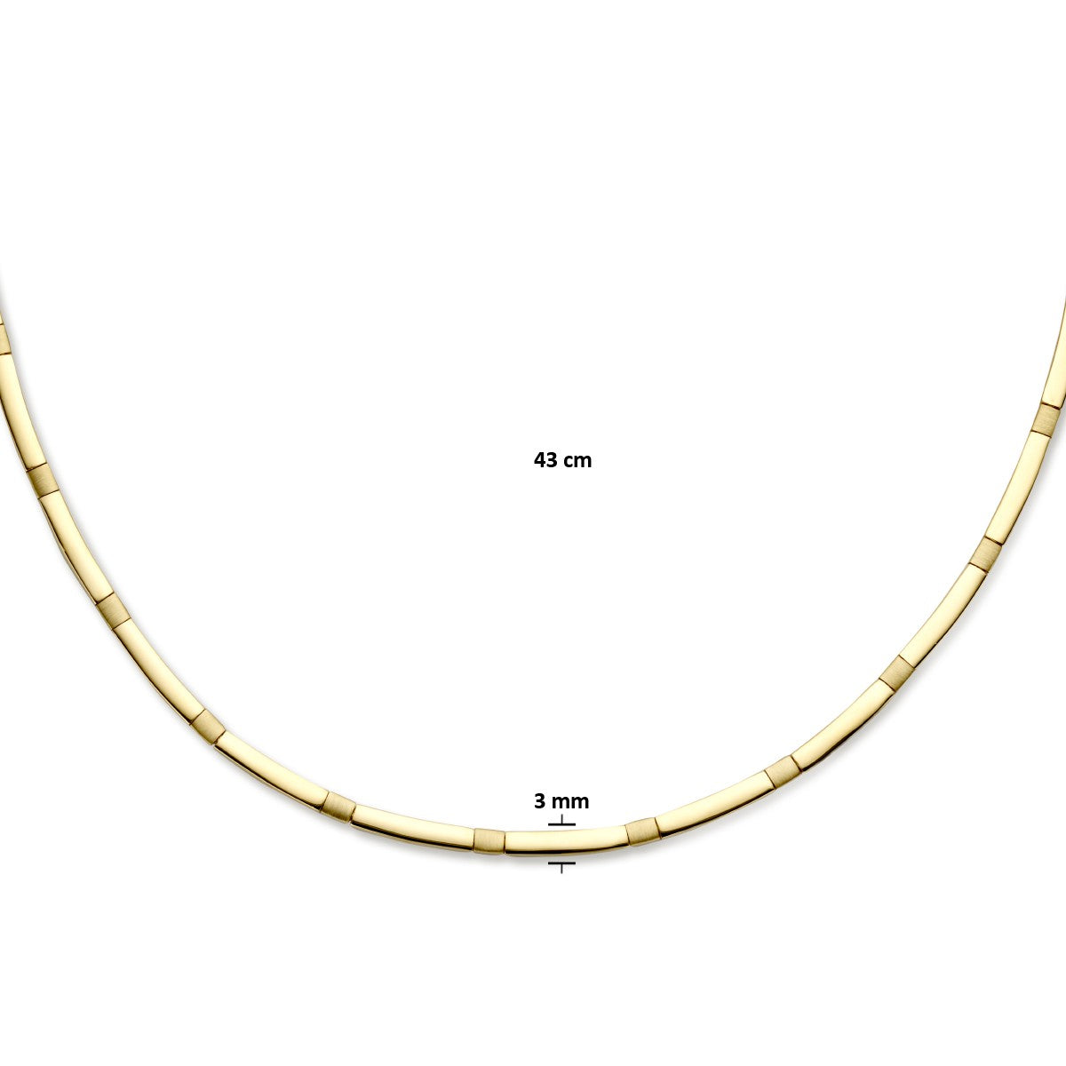 14K geelgoud collier choker 3,0 mm 43 cm poli/mat 4026646 - PansiteNederland.nl