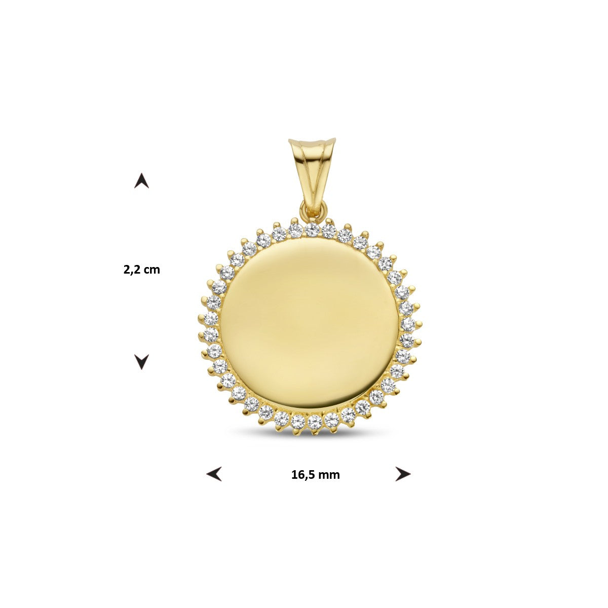 14K geelgoud graveerhanger rondje zirkonia 4026649 - PansiteNederland.nl