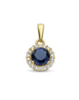 14K geelgoud hanger saffier zirkonia halo 4026671 - PansiteNederland.nl