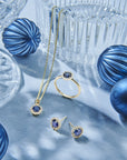 14K geelgoud hanger saffier zirkonia halo 4026671 - PansiteNederland.nl