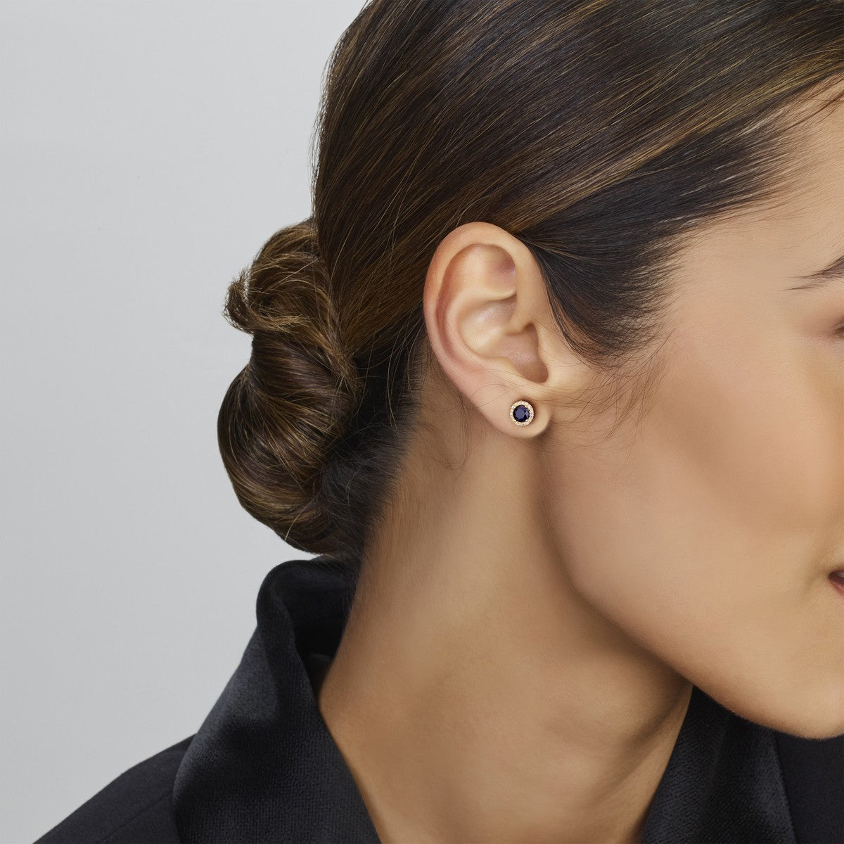14K Geelgoud Oorknoppen Saffier Zirkonia Halo 4026672 - PansiteNederland.nl
