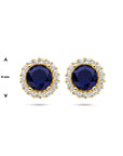 14K Geelgoud Oorknoppen Saffier Zirkonia Halo 4026672 - PansiteNederland.nl