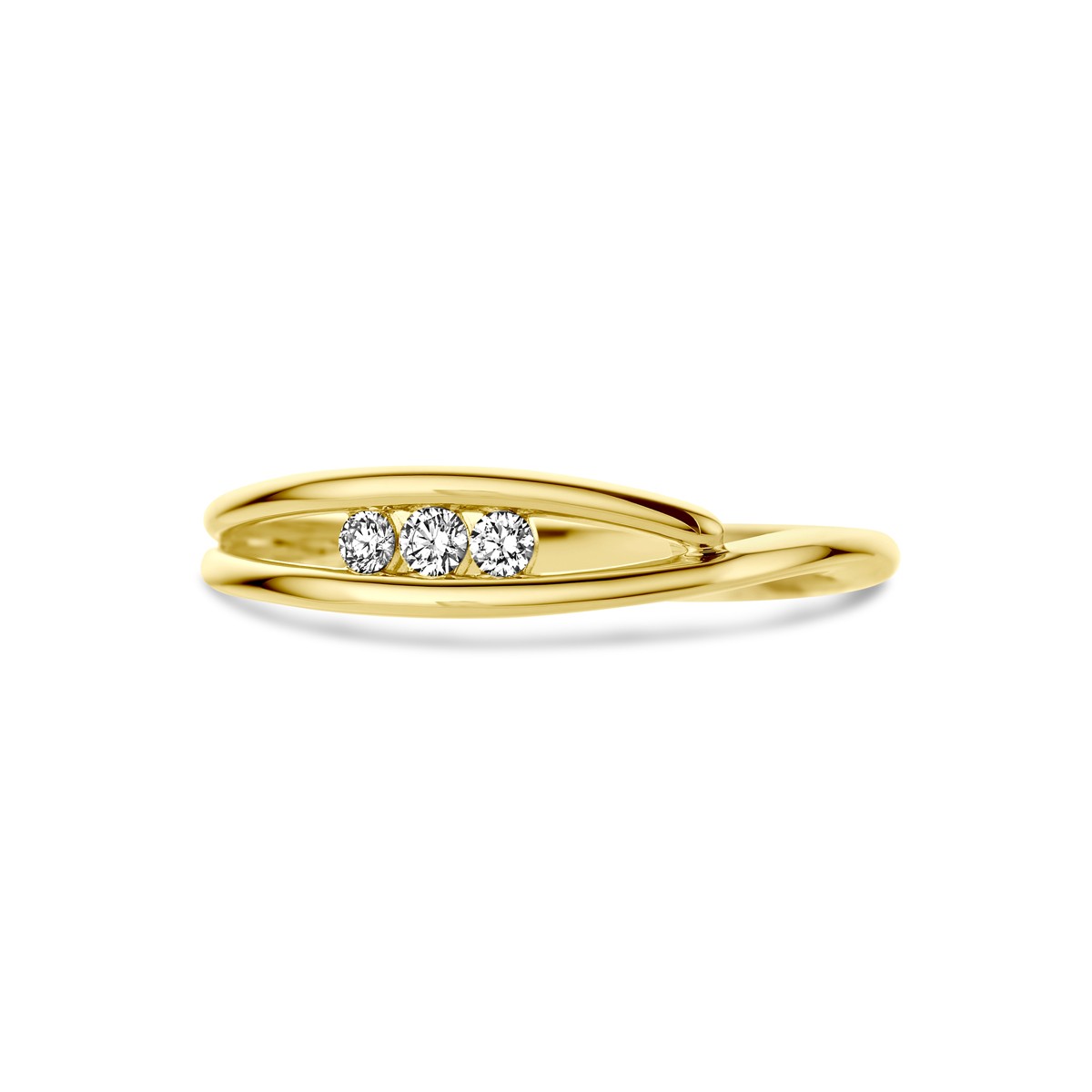 Ring trilogie diamant 0.10ct h si 14K geelgoud