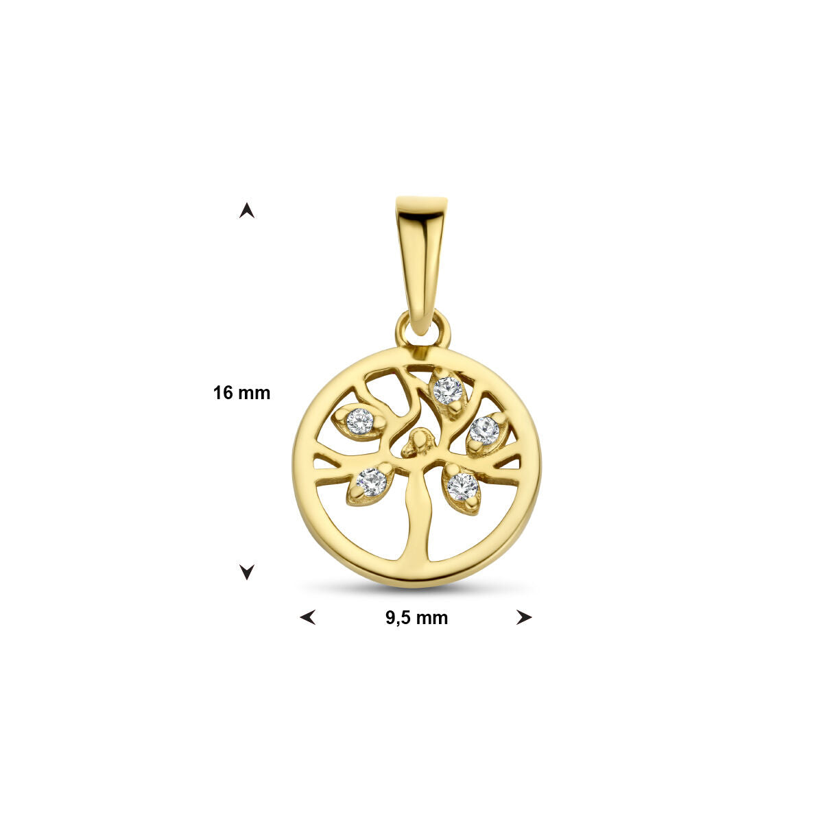 14K geelgoud hanger levensboom zirkonia 4026806 - PansiteNederland.nl