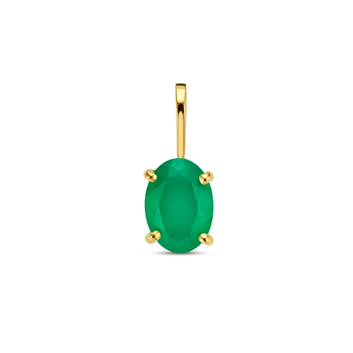 14K geelgoud hanger groen agaat 4026969 - PansiteNederland.nl
