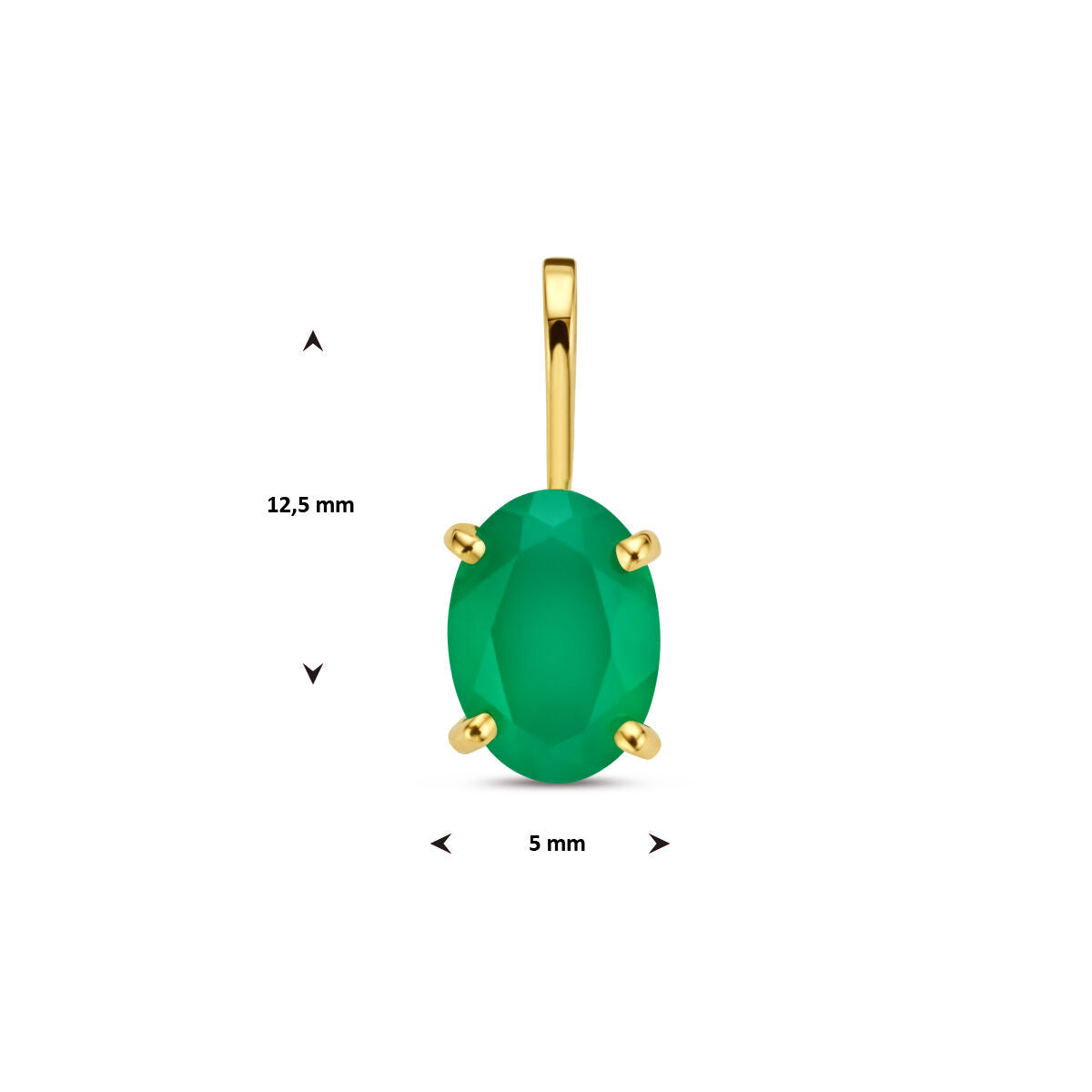 14K geelgoud hanger groen agaat 4026969 - PansiteNederland.nl