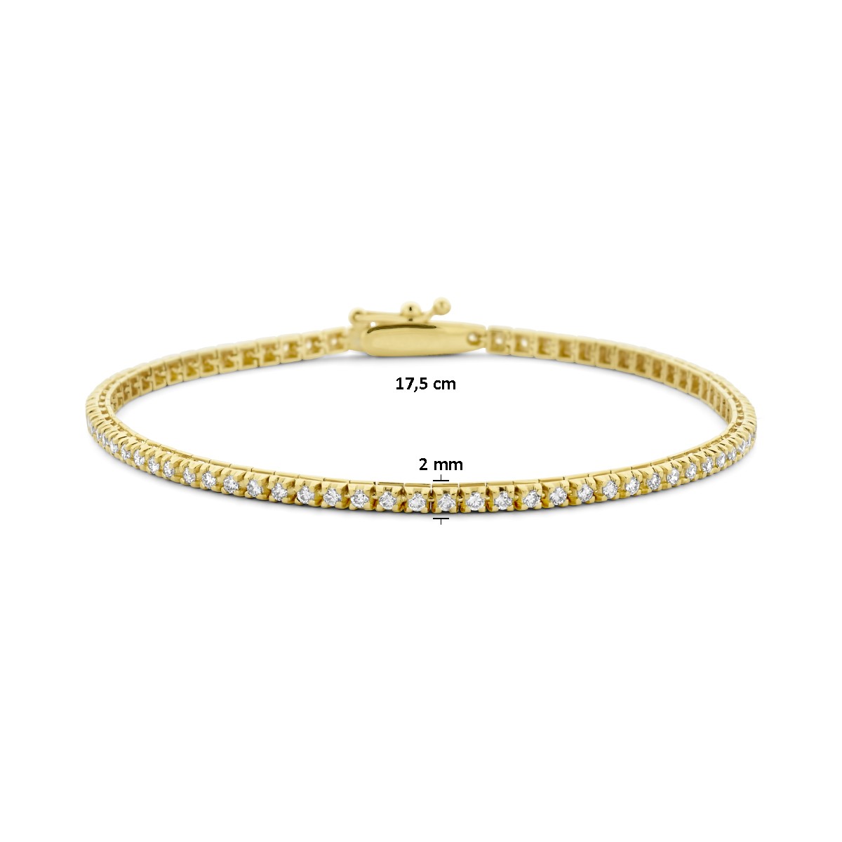 Tennisarmband lab grown diamant 1.00ct g si 2,0 mm 17,5 cm 14K geelgoud