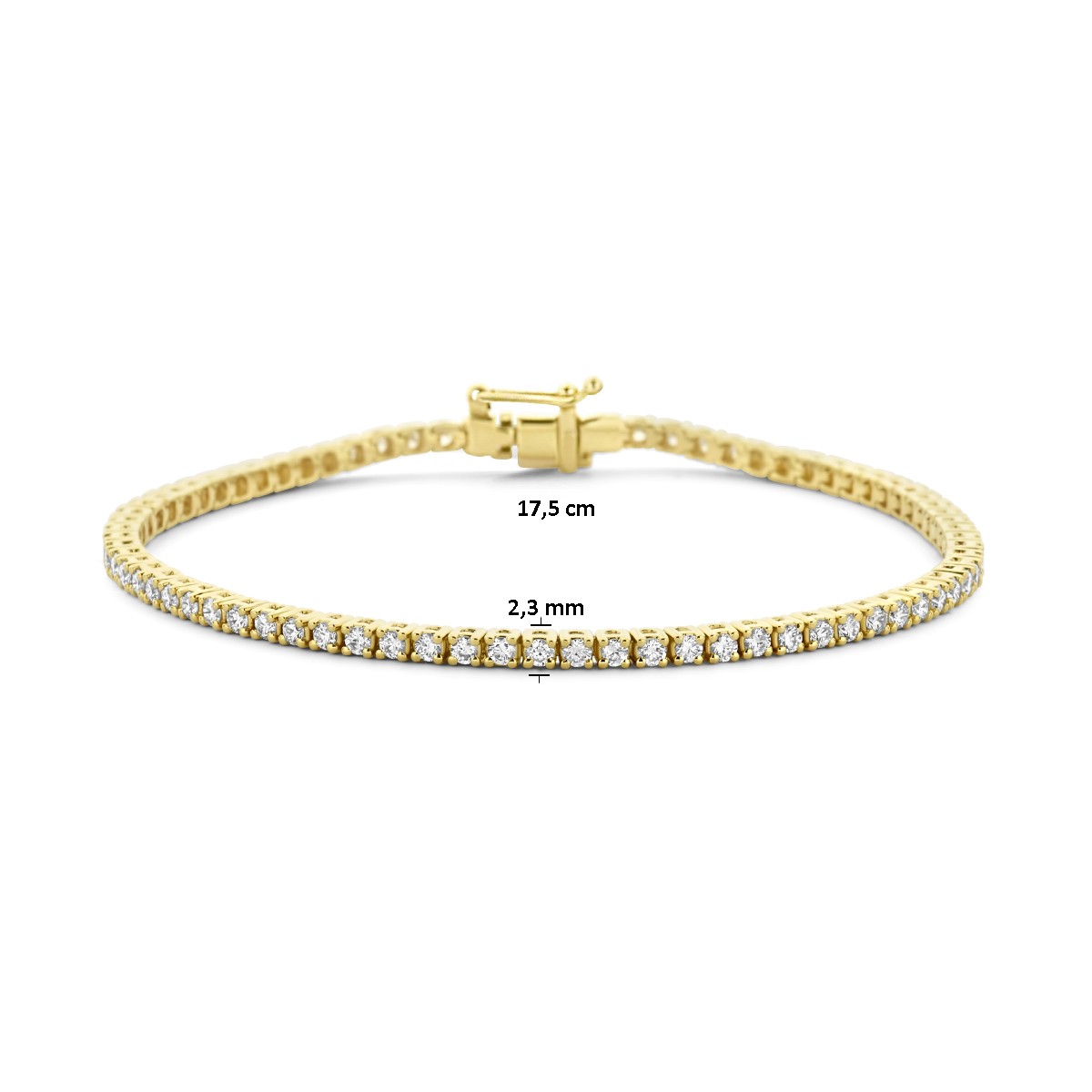 Tennisarmband diamant 2.00ct h si 2,3 mm 17,5 cm 14K geelgoud