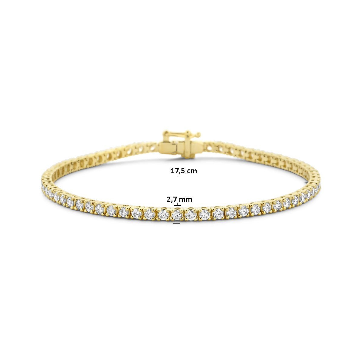 Tennisarmband lab grown diamant 3.00ct g si 2,7 mm 17,5 cm 14K geelgoud