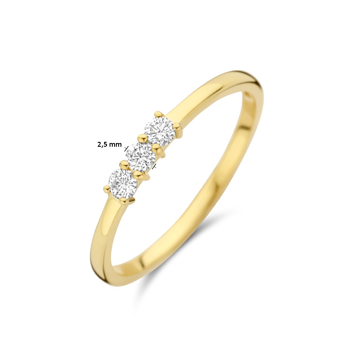 Ring trilogie diamant 0.15ct h si 14K geelgoud
