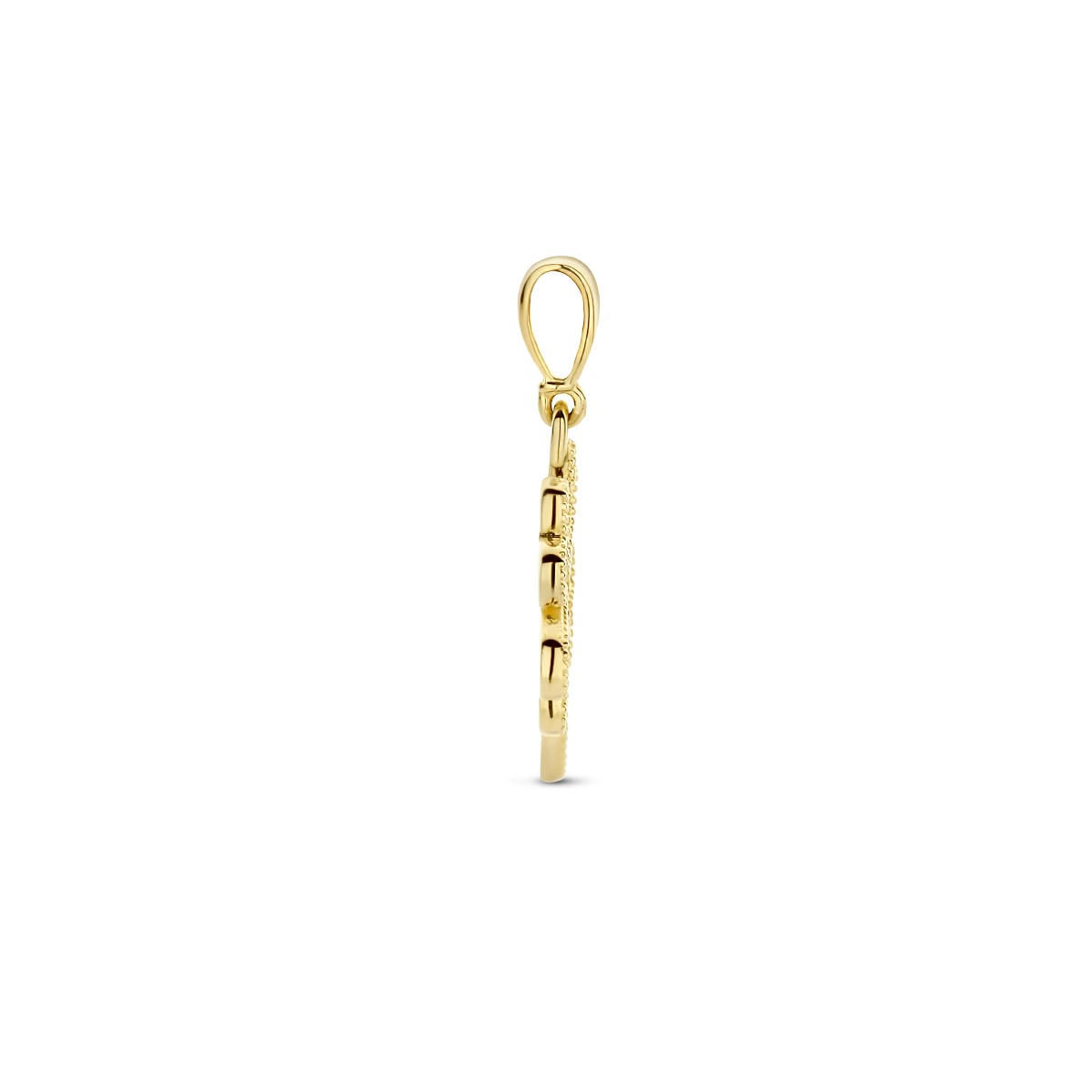 Hanger klavertje 15 mm 14K geelgoud