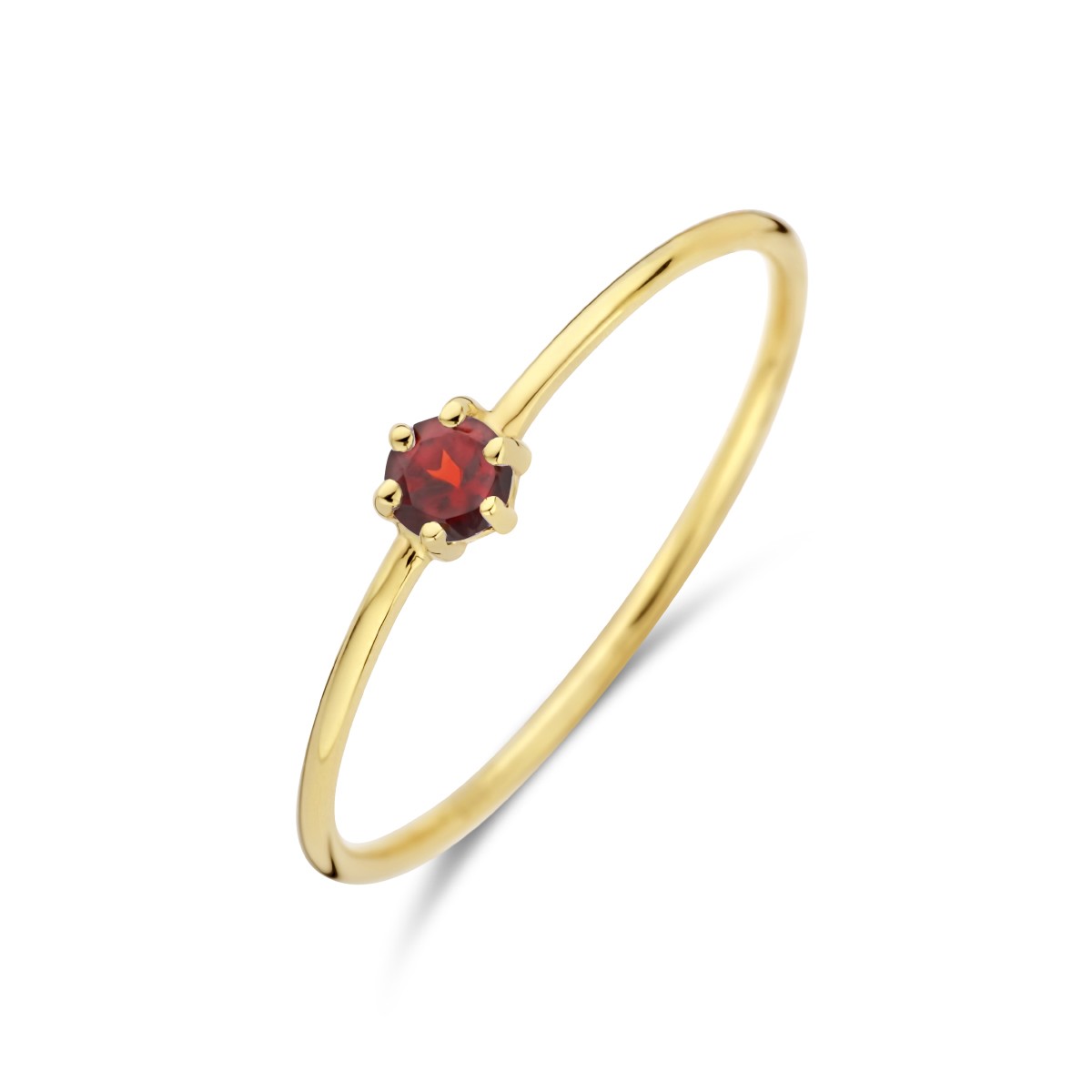 Ring met geboortesteen rode granaat januari 14K geelgoud 4 mm – 4027599