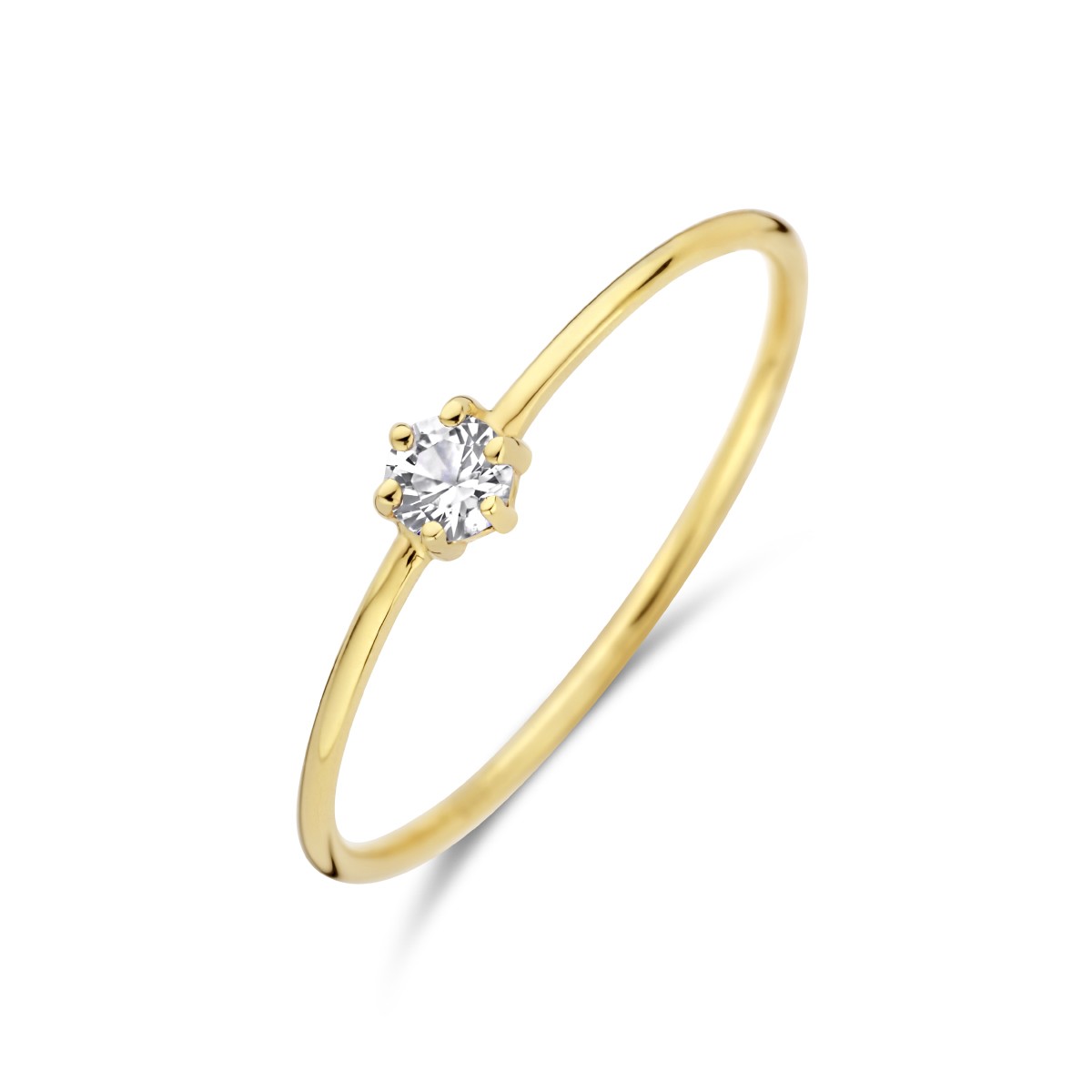 Ring met geboortesteen wit topaas april 14K geelgoud