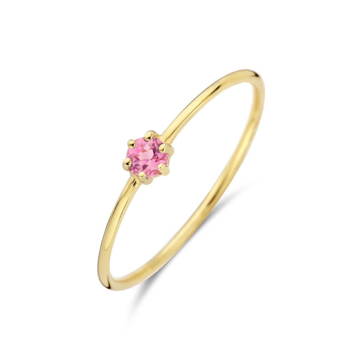 Ring met geboortesteen roze toermalijn oktober 14K geelgoud 4 mm – 4027668
